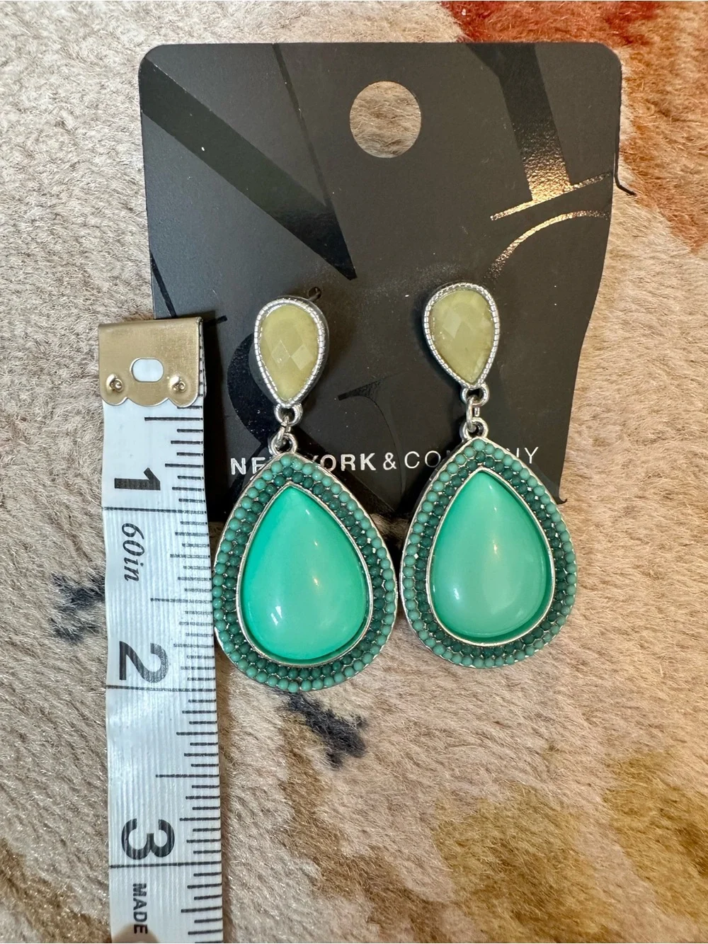 New York & Company Turquoise Teardrop Dangle Earrings NEW